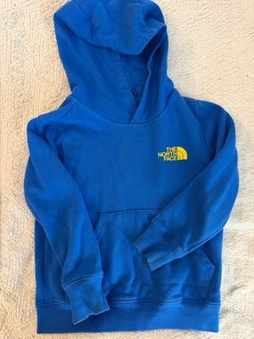The North Face Kids Royal Blue Hoodie with Yellow Logo